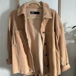 Zara Women's Tan Corduroy Shacket